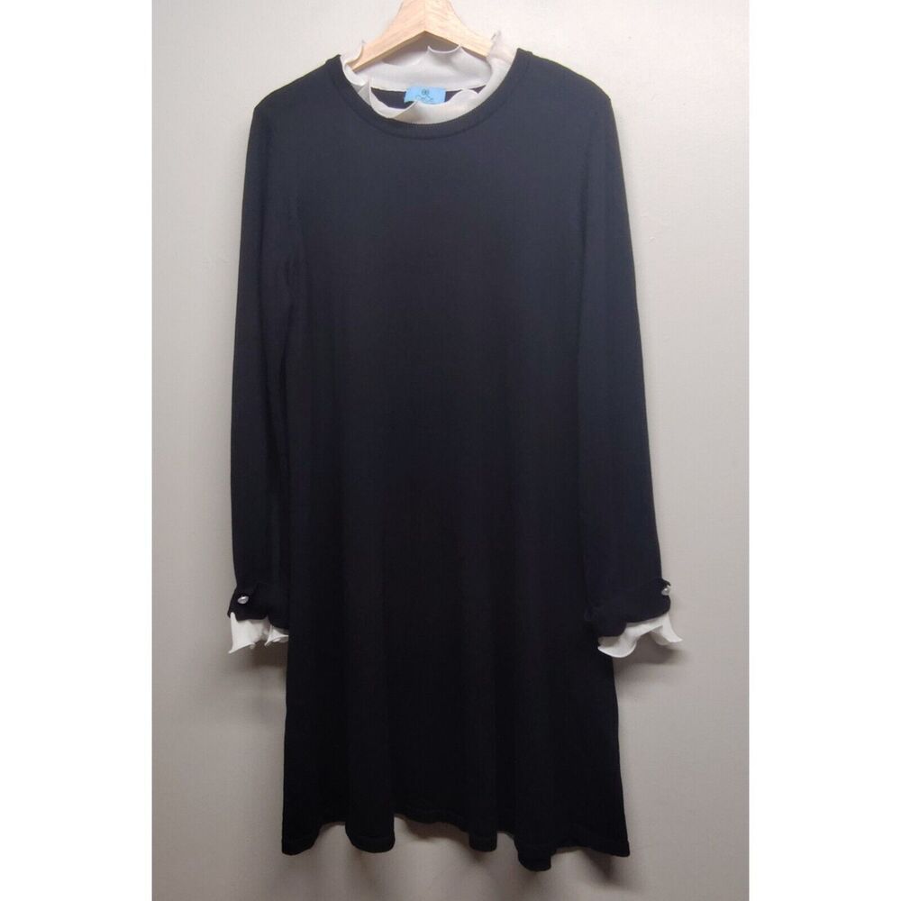 CeCe Knit Mini Dress Women Size L Black Cocktail Wednesday Addams Modest